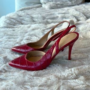 Michael Kors red leather sling back heel